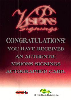 1996 Classic Visions Signings - Autographs Gold #NNO Daniel Briere Back