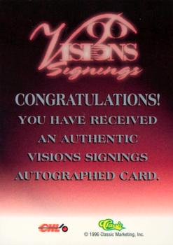 1996 Classic Visions Signings - Autographs Gold #NNO Jay McKee Back