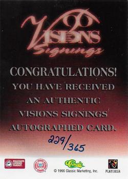 1996 Classic Visions Signings - Autographs Silver #NNO Lawyer Milloy Back