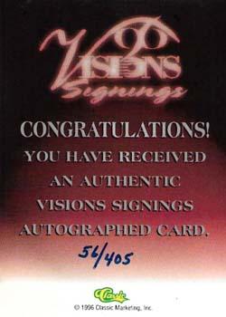 1996 Classic Visions Signings - Autographs Silver #NNO Alonzo Mourning Back