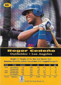 1996-97 Score Board All Sport PPF - Gold #66 Roger Cedeno Back