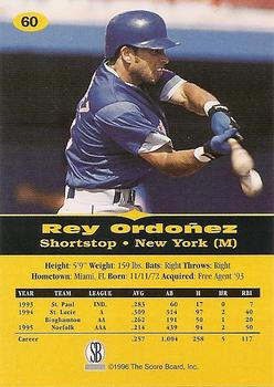 1996-97 Score Board All Sport PPF - Gold #60 Rey Ordonez Back