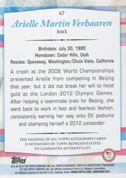 2012 Topps U.S. Olympic Team & Hopefuls - Autographs #67 Arielle Martin Verhaaren Back