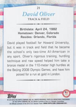 2012 Topps U.S. Olympic Team & Hopefuls - Bronze #21 David Oliver Back