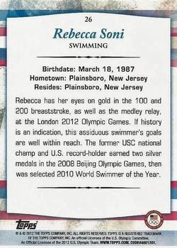 2012 Topps U.S. Olympic Team & Hopefuls - Bronze #26 Rebecca Soni Back