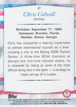 2012 Topps U.S. Olympic Team & Hopefuls - Bronze #47 Chris Colwill Back