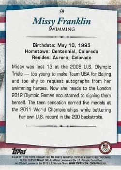2012 Topps U.S. Olympic Team & Hopefuls - Bronze #59 Missy Franklin Back