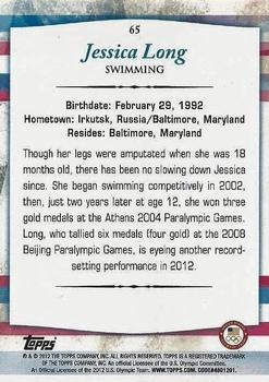 2012 Topps U.S. Olympic Team & Hopefuls - Bronze #65 Jessica Long Back