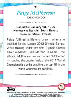 2012 Topps U.S. Olympic Team & Hopefuls - Bronze #98 Paige McPherson Back