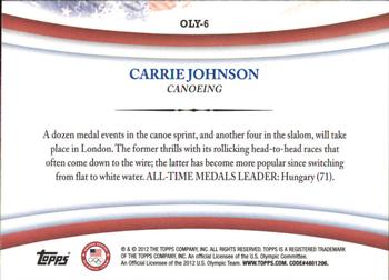 2012 Topps U.S. Olympic Team & Hopefuls - Games of the XXX Olympiad #OLY-6 Carrie Johnson Back