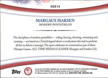 2012 Topps U.S. Olympic Team & Hopefuls - Games of the XXX Olympiad #OLY-14 Margaux Isaksen Back