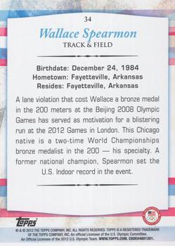 2012 Topps U.S. Olympic Team & Hopefuls - Gold #34 Wallace Spearmon Back