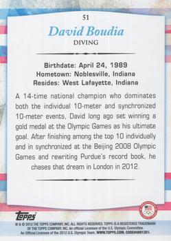 2012 Topps U.S. Olympic Team & Hopefuls - Gold #51 David Boudia Back