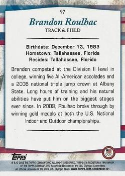2012 Topps U.S. Olympic Team & Hopefuls - Gold #97 Brandon Roulhac Back