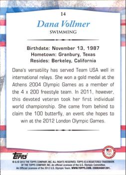 2012 Topps U.S. Olympic Team & Hopefuls - Silver #14 Dana Vollmer Back