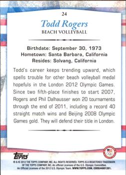 2012 Topps U.S. Olympic Team & Hopefuls - Silver #24 Todd Rogers Back