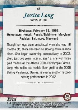 2012 Topps U.S. Olympic Team & Hopefuls - Silver #65 Jessica Long Back