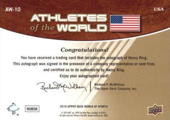 2010 Upper Deck World of Sports - Athletes of the World Autographs #AW-10 Henry Ring Back