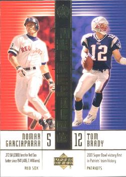 2002-03 UD SuperStars - Benchmarks #B6 Nomar Garciaparra / Tom Brady Front