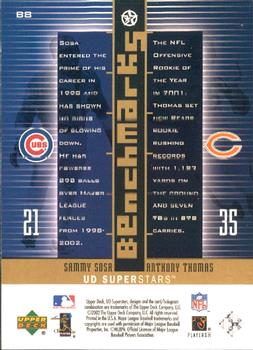 2002-03 UD SuperStars - Benchmarks #B8 Sammy Sosa / Anthony Thomas Back