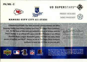 2002-03 UD SuperStars - City All-Stars Dual Jersey #PH/MS-C Priest Holmes / Mike Sweeney Back