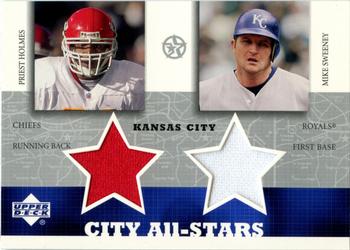 2002-03 UD SuperStars - City All-Stars Dual Jersey #PH/MS-C Priest Holmes / Mike Sweeney Front