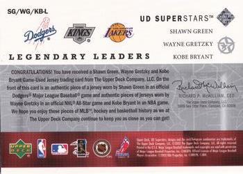 2002-03 UD SuperStars - City All-Stars Triple Jersey #SG/WG/KB-C Shawn Green / Wayne Gretzky / Kobe Bryant Back