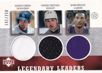 2002-03 UD SuperStars - City All-Stars Triple Jersey #SG/WG/KB-C Shawn Green / Wayne Gretzky / Kobe Bryant Front