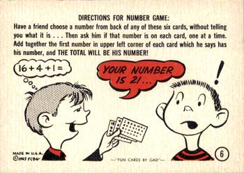 1963 Gad Fun Cards #6 Number Game Directions Front