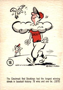 1963 Gad Fun Cards #16 Cincinnati Red Stockings Front