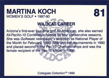 1990 Collegiate Collection Arizona Wildcats #81 Martina Koch Back