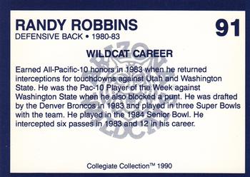 1990 Collegiate Collection Arizona Wildcats #91 Randy Robbins Back