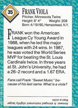 1989 Sports Illustrated for Kids #35 Frank Viola Back
