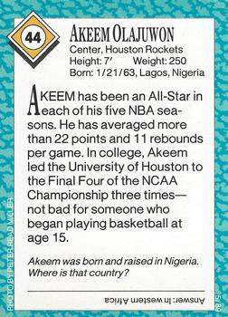 1989 Sports Illustrated for Kids #44 Akeem Olajuwon Back