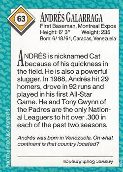 1989 Sports Illustrated for Kids #63 Andres Galarraga Back