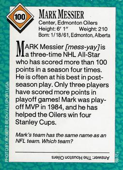 1989 Sports Illustrated for Kids #100 Mark Messier Back