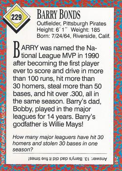 1991 Sports Illustrated for Kids #229 Barry Bonds Back
