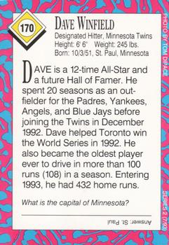 1993 Sports Illustrated for Kids #170 Dave Winfield Back