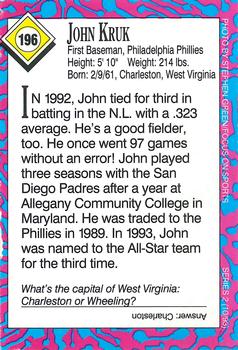 1993 Sports Illustrated for Kids #196 John Kruk Back