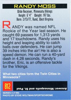 1999 Sports Illustrated for Kids #812 Randy Moss Back