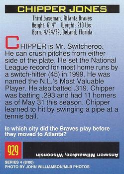 2000 Sports Illustrated for Kids I (Jan-Nov 2000) #929 Chipper Jones Back