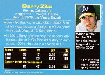 2002 Sports Illustrated for Kids #221 Barry Zito Back