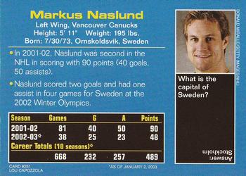 2003 Sports Illustrated for Kids #251 Markus Naslund Back