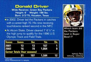 2003 Sports Illustrated for Kids #281 Donald Driver Back