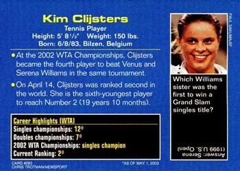 2003 Sports Illustrated for Kids #283 Kim Clijsters Back