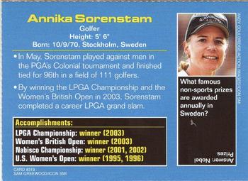2003 Sports Illustrated for Kids #319 Annika Sorenstam Back