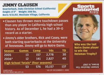 2007 Sports Illustrated for Kids #120 Jimmy Clausen Back