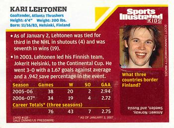 2007 Sports Illustrated for Kids #133 Kari Lehtonen Back
