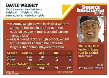 2007 Sports Illustrated for Kids #165 David Wright Back