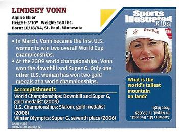 2009 Sports Illustrated for Kids #369 Lindsey Vonn Back